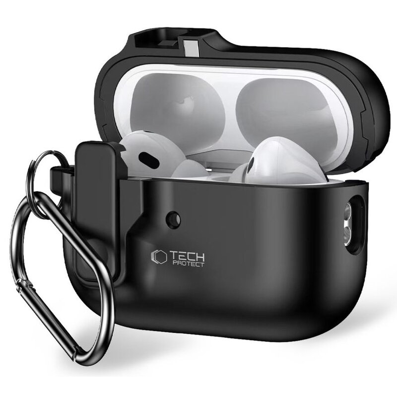 Etui na słuchawki TECH-PROTECT Slim Hook do Apple Airpods Pro 1/2 Czarny