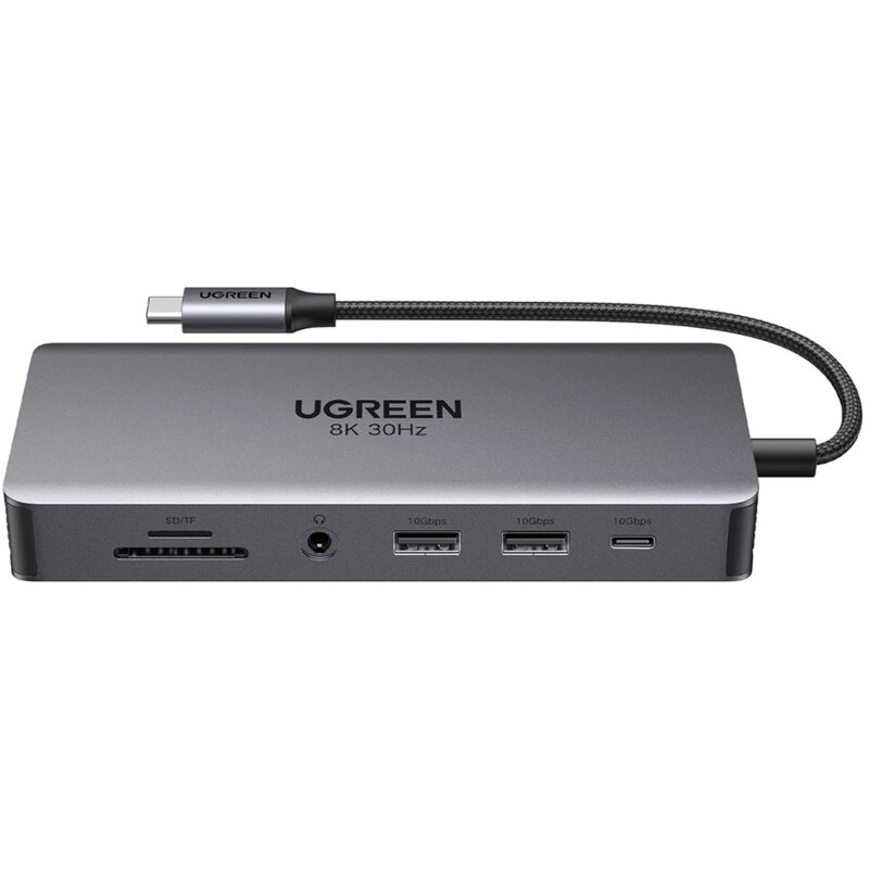 UGREEN CM681 4x USB 2x HDMI DisplayPort RJ45 SD/TF AUX PD 100W Szary