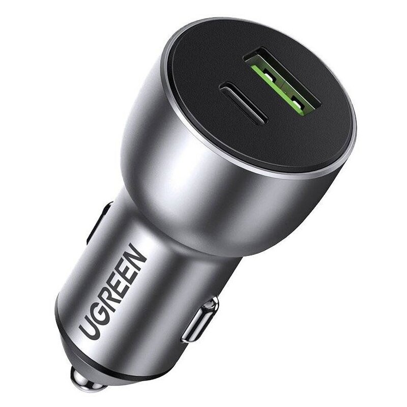 Ugreen ładowarka samochodowa USB / USB Typ C Quick Charge 3.0 Power Delivery 36 W 3 A szary
