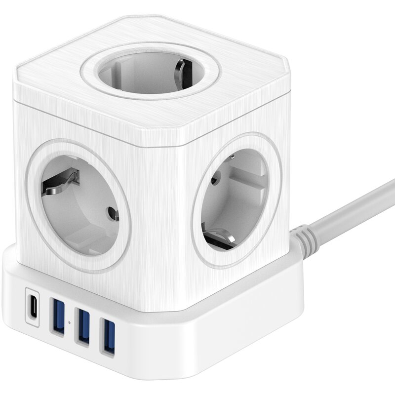 Newell NL4385 GaN Power Cube 9w1 5 gniazda 3x USB-A, 1x USB-C, 1,5m Biały