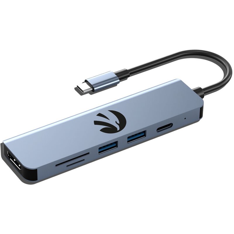 Hub HAWK HW-HUB601 6w1 USB Typu C, Pasywny