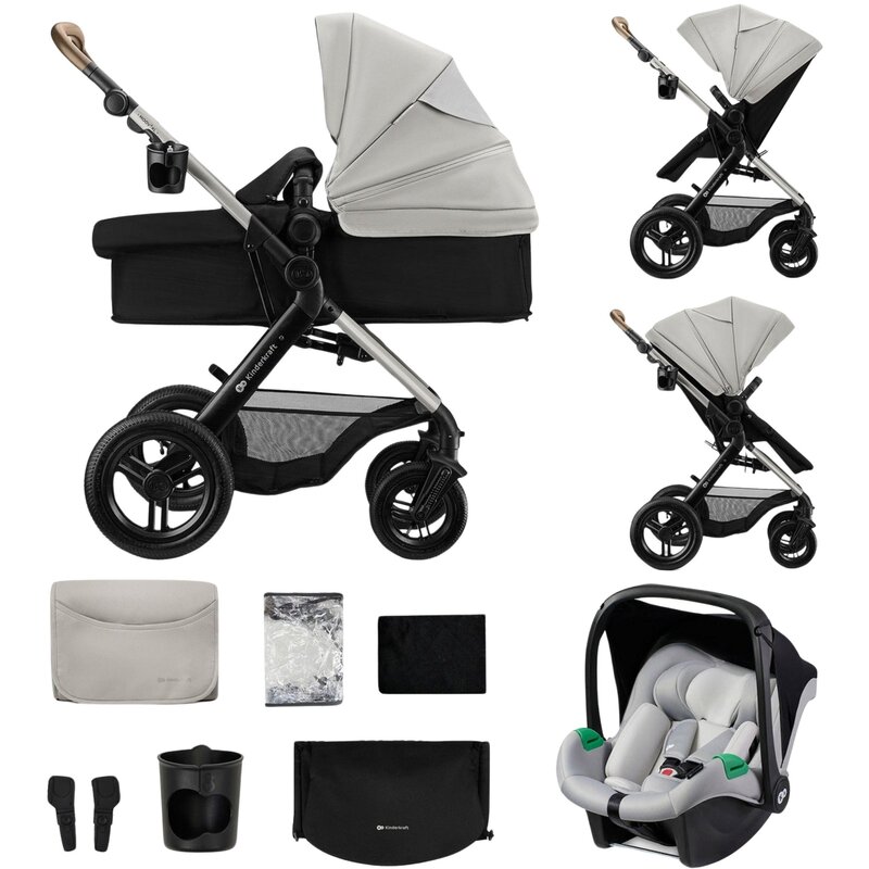 Wózek dziecięcy wielofunkcyjny KINDERKRAFT Moov 2 XL 3w1 Szary