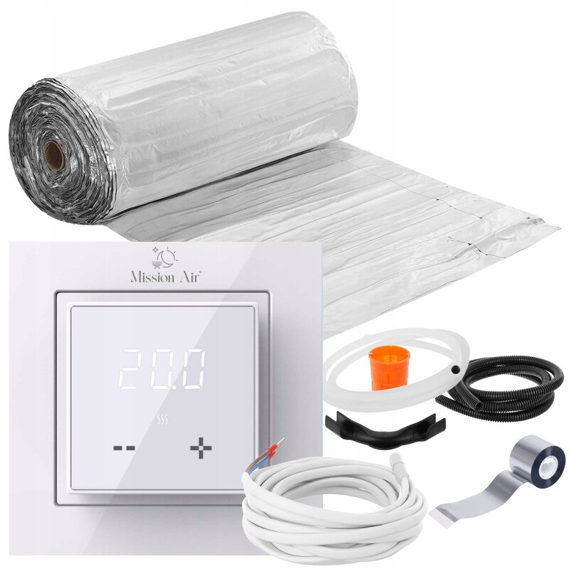 Mata grzewcza pod panele MISSION AIR PTC MAL-160W/m2 4.5m² (9mb x 50cm) + regulator Aries LCD Biały