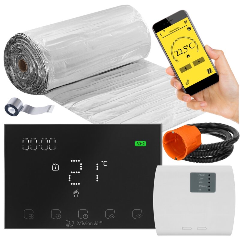 Mata grzewcza pod panele MISSION AIR MAL-160W/m2 20m² (40mb x 50cm) + regulator Gemini Czarny Wi-Fi