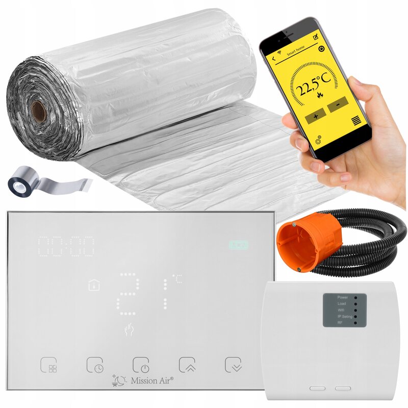 Mata grzewcza pod panele MISSION AIR MAL-160W/m2 20m² (40mb x 50cm) + regulator Gemini Biały Wi-Fi