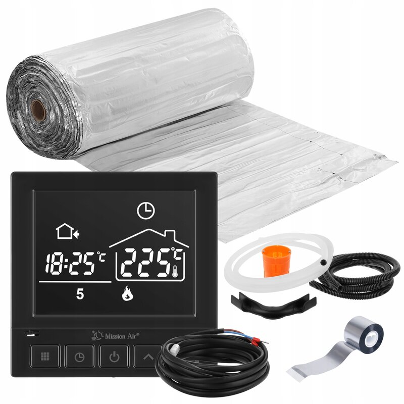 Mata grzewcza pod panele MISSION AIR PTC MAL-160W/m2 20m² (40mb x 50cm) + regulator Taurus Czarny