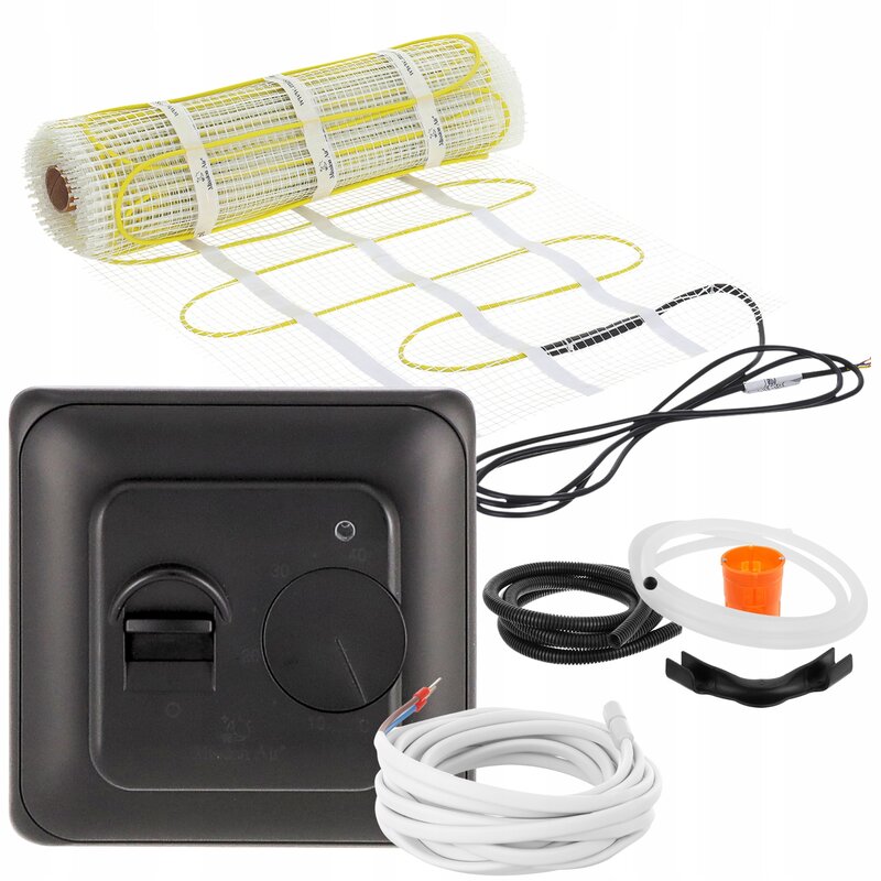 Mata grzewcza pod płytki MISSION AIR MA-160W/m2 18m² (36mb x 50cm) + regulator Aries Czarny