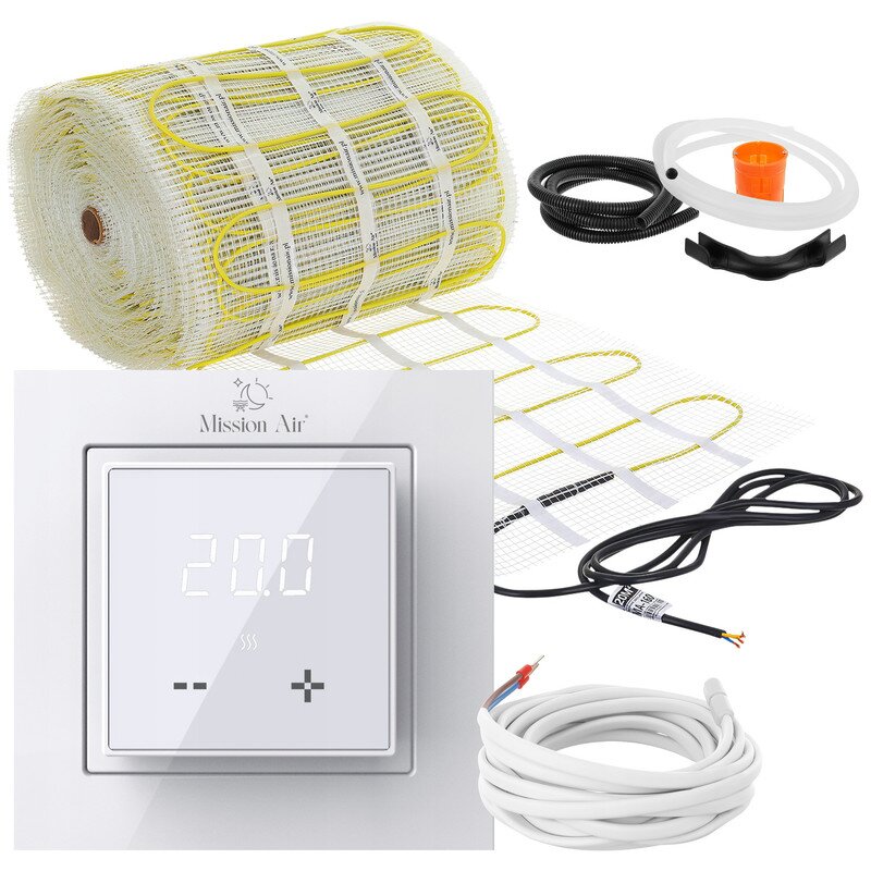 Mata grzewcza pod płytki MISSION AIR MA-160W/m2 2m² (4mb x 50cm) + regulator Aries LCD Biały
