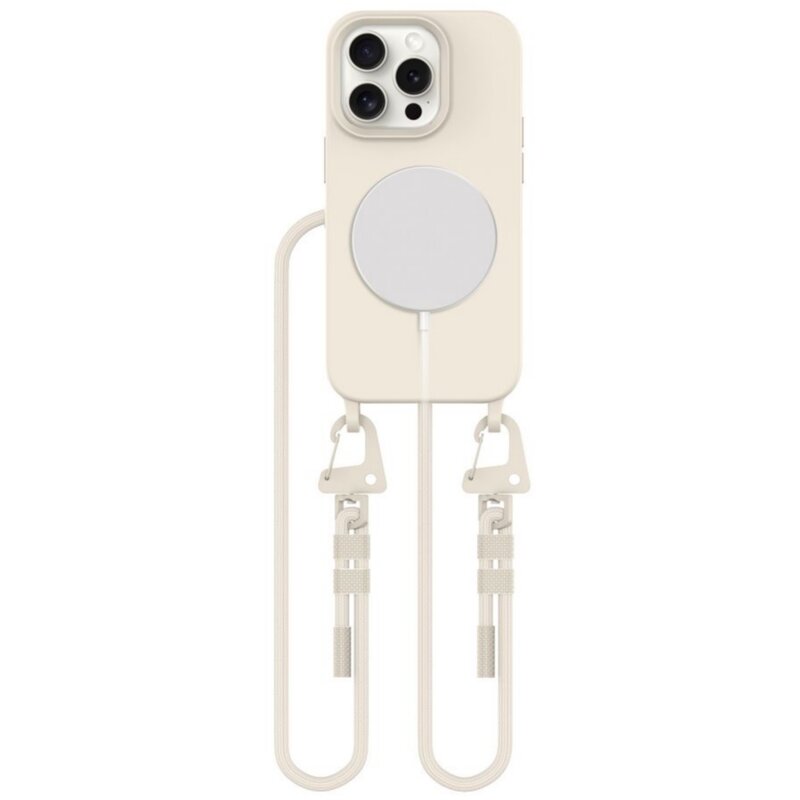 Etui TECH-PROTECT MagNecklace MagSafe do Apple iPhone 15 Pro Kremowy