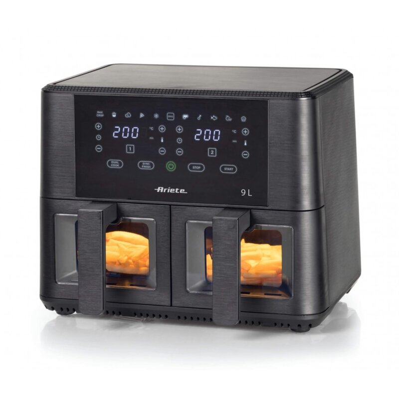 Air Fryer Frytkownica beztłuszczowa ARIETE 4631/00 9l z podwójnym koszem z okienkiem do obserwacji postępów gotowania