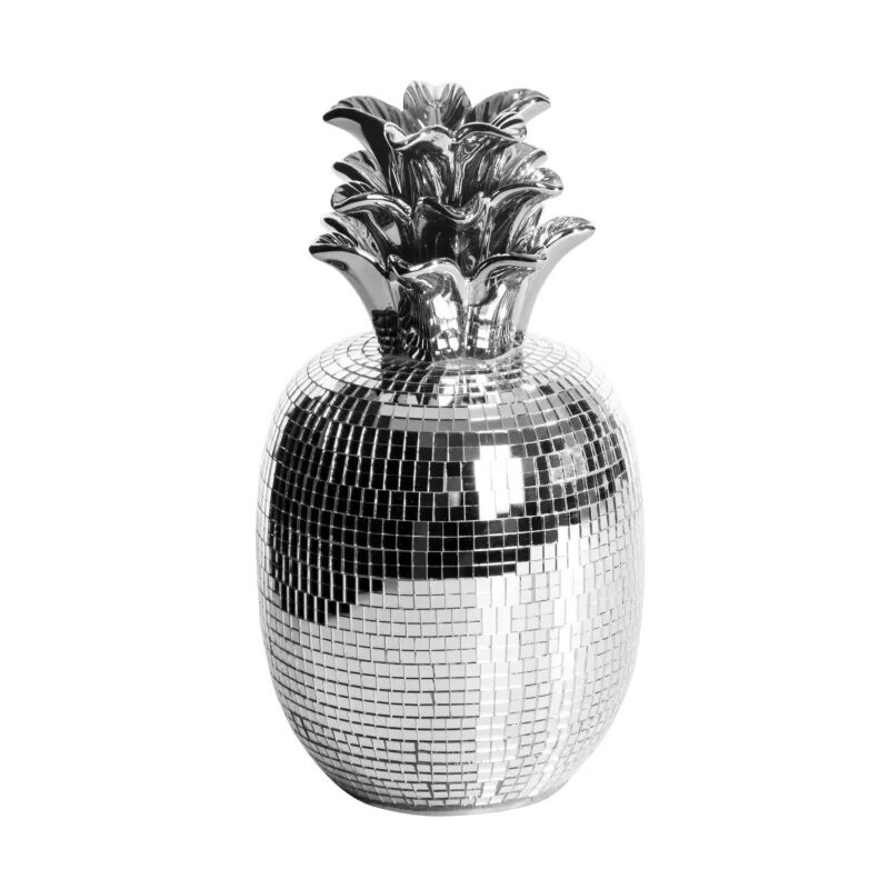 Figurka dekoracyjna EUROFIRANY Mirona Ananas 11 x 11 x 16 cm Srebrny