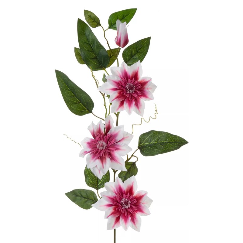 Sztuczny kwiat EUROFIRANY Natu 432917 Powojnik Biało-amarantowy