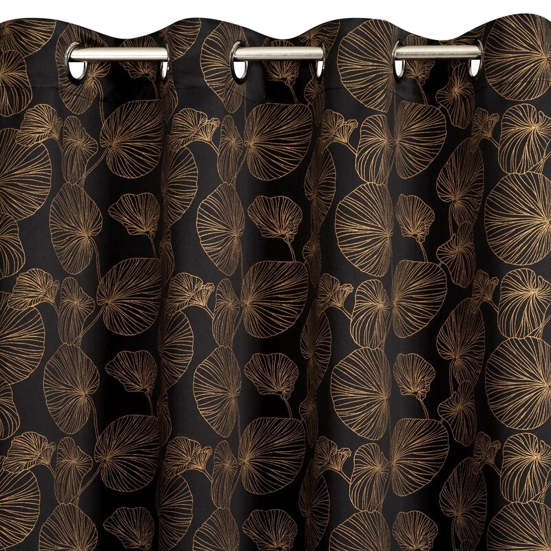 Zasłona EUROFIRANY Marigold 140 x 250 cm Czarno-złoty