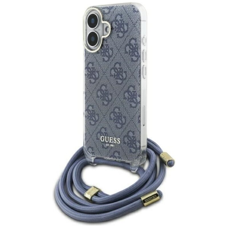Etui GUESS Crossbody Cord 4G Print do Apple iPhone 16 Niebieski