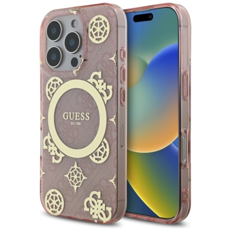 Etui GUESS IML Peony On 4G Background MagSafe do Apple iPhone 16 Pro Różowy