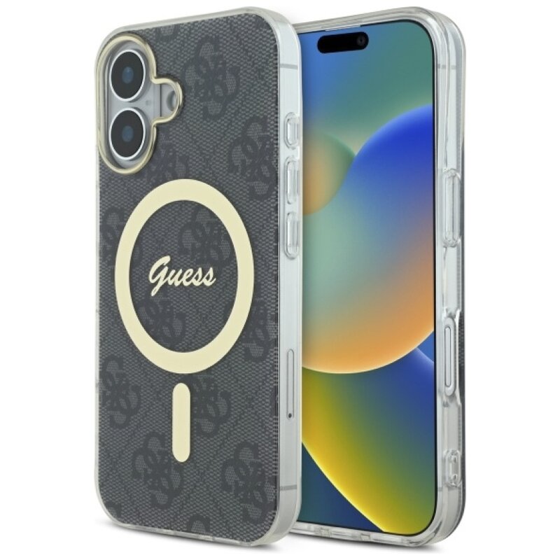 Etui GUESS IML 4G MagSafe do Apple iPhone 16 Plus Czarny