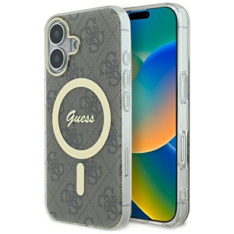 Etui GUESS IML 4G MagSafe do Apple iPhone 16 Plus Brązowy