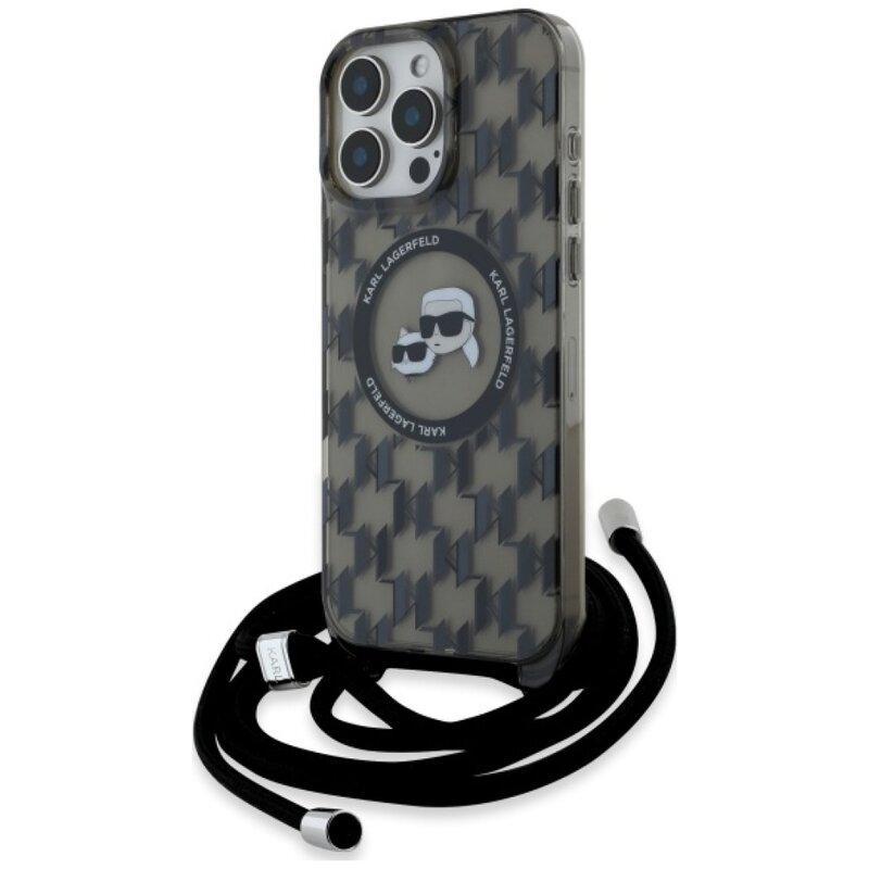 Etui KARL LAGERFELD IML Crossbody Monogram Karl & Choupette Head MagSafe do Apple iPhone 16 Pro Czarny