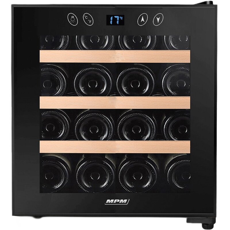 Chłodziarka do wina MPM-48-CW-48 winiarka 45L 16 butelek czarna LCD 3 półki