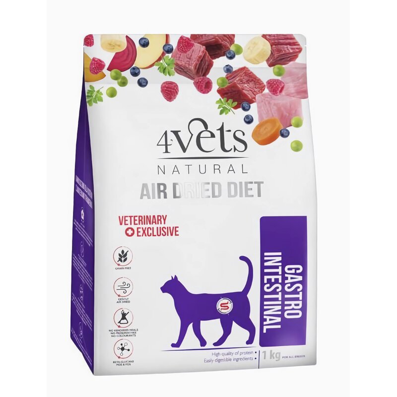 Karma dla kota 4VETS NATURAL Gastro Intestinal Wołowina z indykiem 1 kg