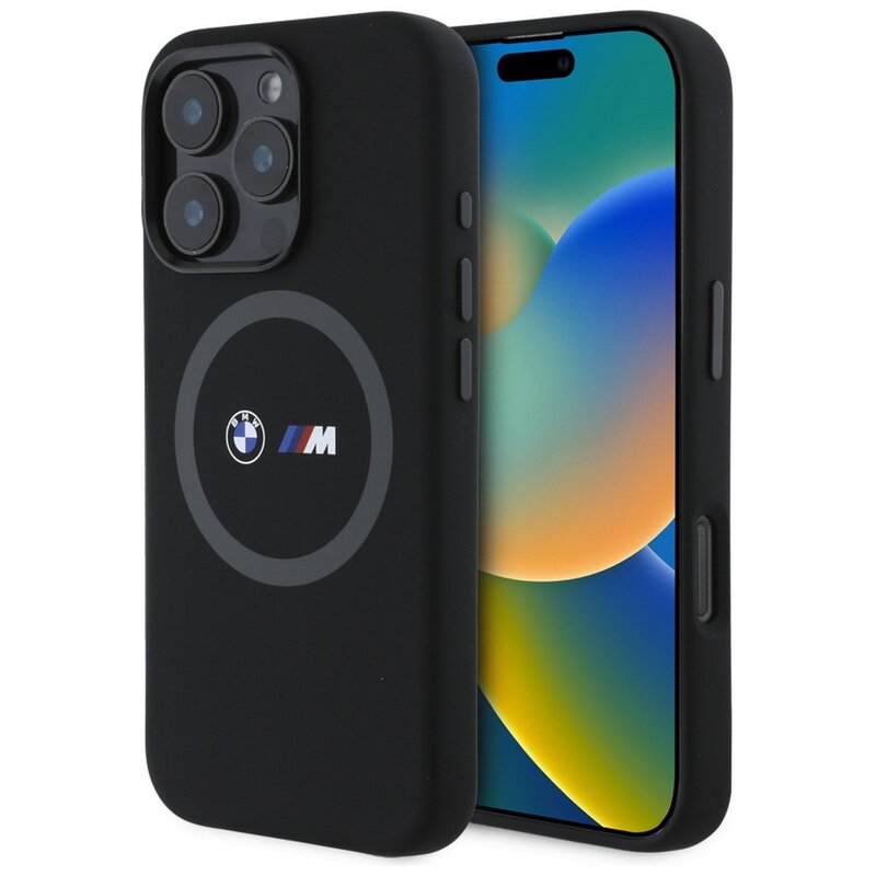 BMW M Silicone Printed Ring MagSafe iPhone 16 Pro Max Czarny