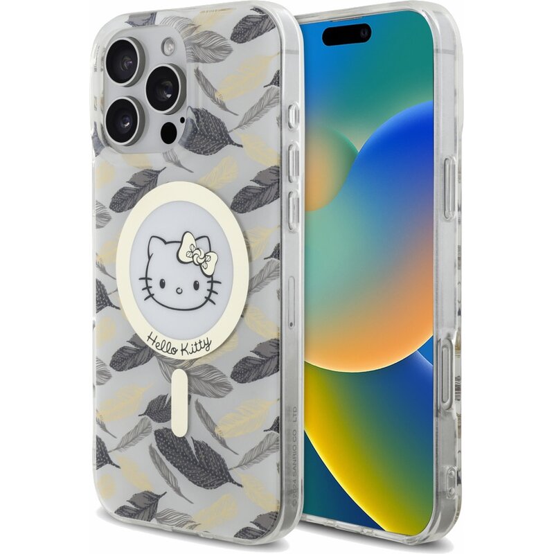 Etui HELLO KITTY IML Golden Leaves MagSafe do Apple iPhone 16 Pro Max Biały