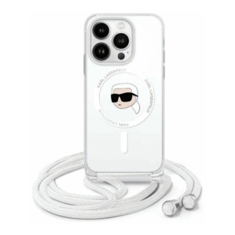 Etui KARL LAGERFELD Crossbody IML Karl Head MagSafe do Apple iPhone 16 Transparentyny
