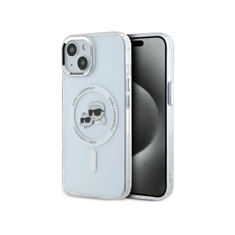 Etui KARL LAGERFELD IML Metal Karl&Choupette Head MagSafe do Apple iPhone 14 Biały