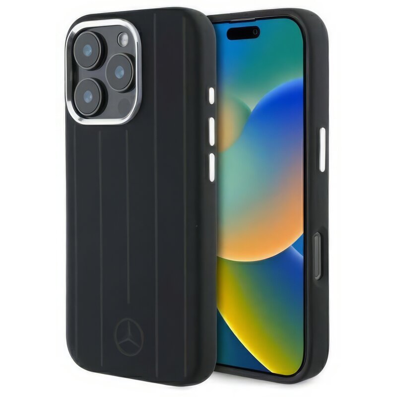 Mercedes-Benz Silicone Vertical Tonal Stripes do iPhone 16 Pro Max Czarny