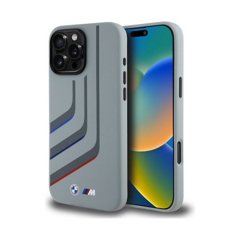Etui BMW Silicone Turning Lines MagSafe do Apple iPhone 16 Pro Max Szary
