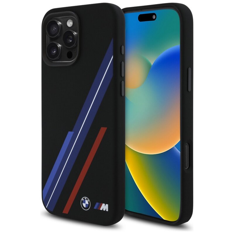 Etui BMW Silicone Random Lines MagSafe do Apple iPhone 16 Pro Max Czarny
