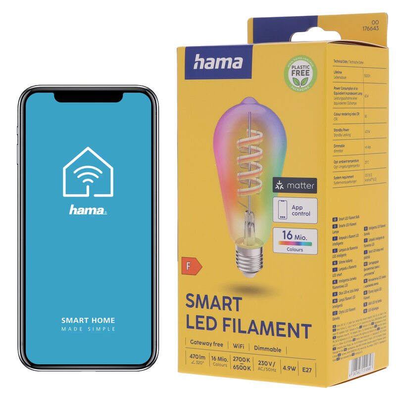 Hama E2 4,9 W RGBW Filament Retro