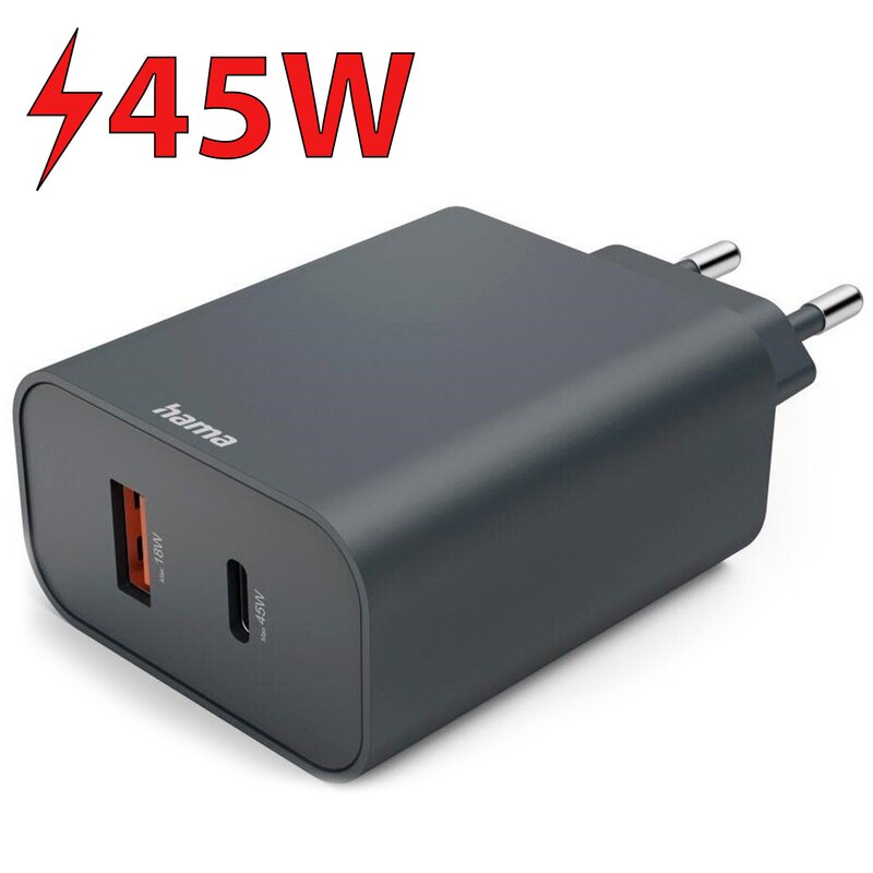 Ładowarka sieciowa HAMA Ecosential 45W PD Antracyt