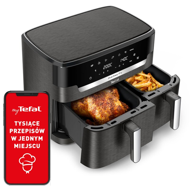 Air Fryer Frytkownica beztłuszczowa TEFAL Dual Easy Fry XXL EY942HE0 11l z podwójnym koszem