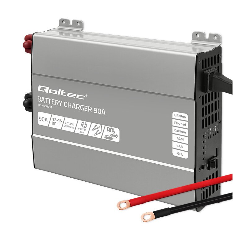 Inteligentna ładowarka QOLTEC Monolith 51919 do akumulatorów LIFEPO4 AGM GEL SLA 90A 12V