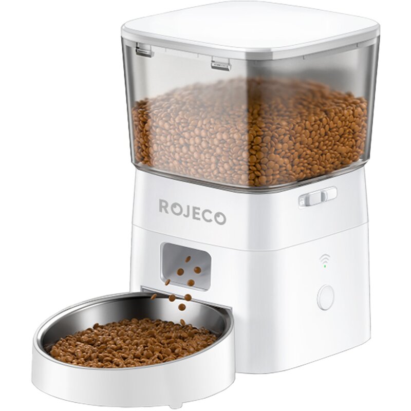 Dozownik karmy automatyczny ROJECO 2L Pet Feeder Wi-Fi Biały