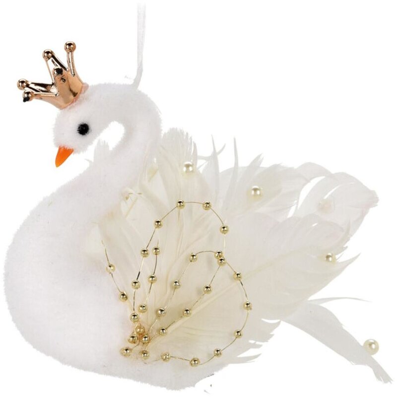 Zawieszka HOME & STYLING COLLECTION Łabędź Złote Skrzydła 17 cm Biały