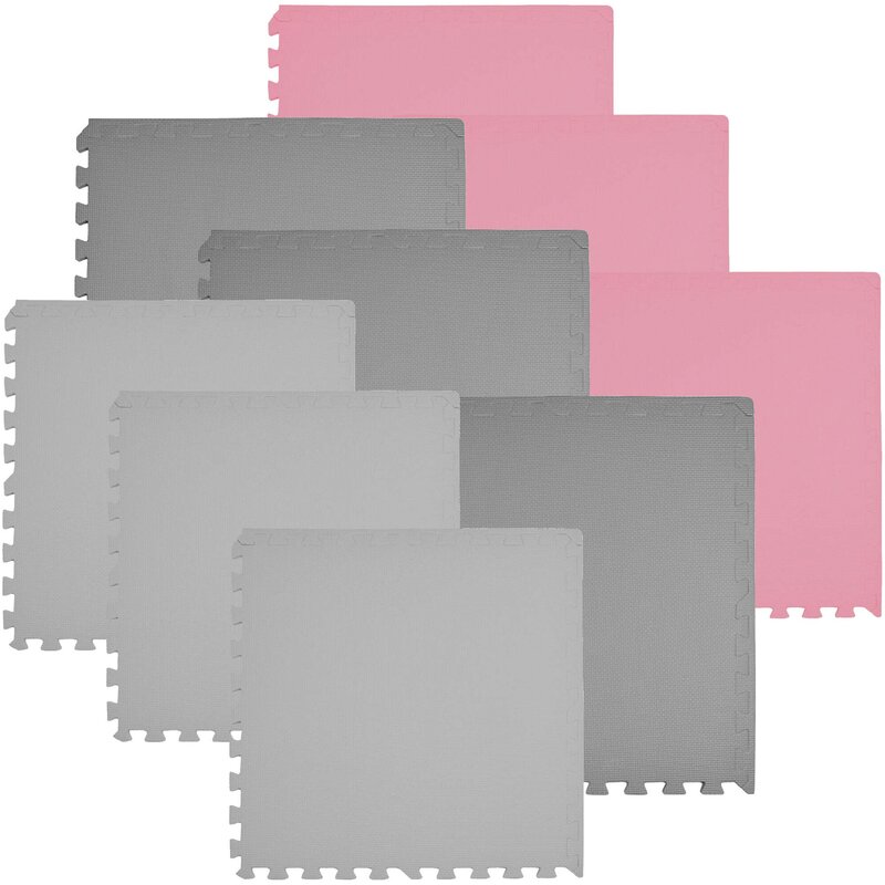 Mata piankowa HUMBI Puzzle 60 x 60 x 1 cm 9023 (9 elementów) Różowo-grafitowo-szary