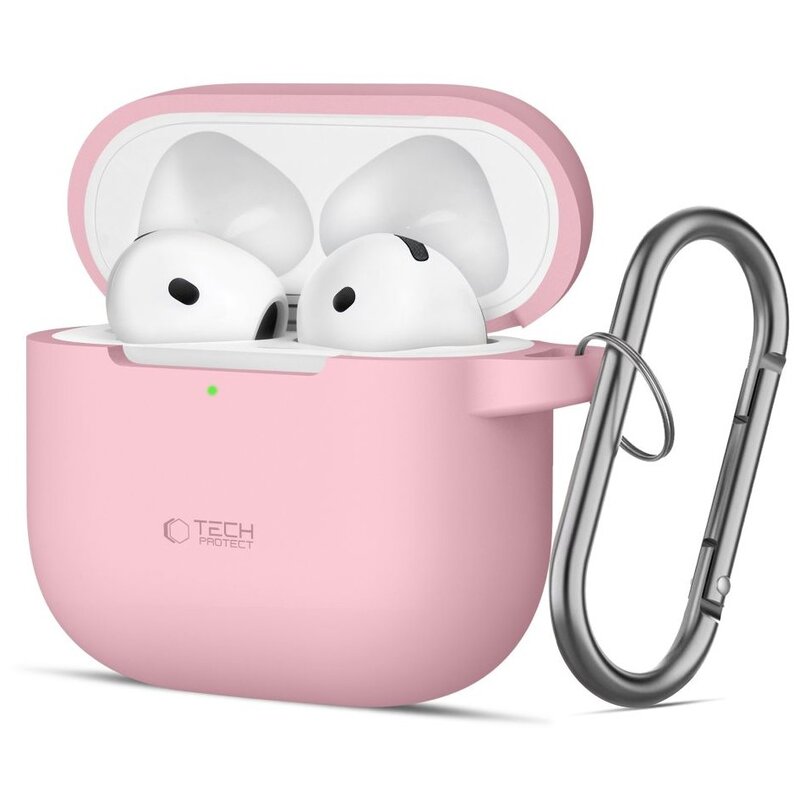 Etui na słuchawki TECH-PROTECT Silicone Hook do Apple Airpods 4 Różowy