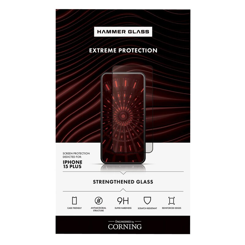 Szkło hartowane HAMMER GLASS Corning do Apple iPhone 15 Plus