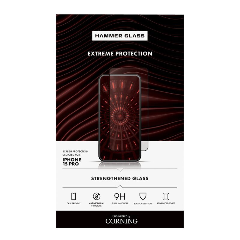 Szkło hartowane HAMMER GLASS Corning do Apple iPhone 15 Pro