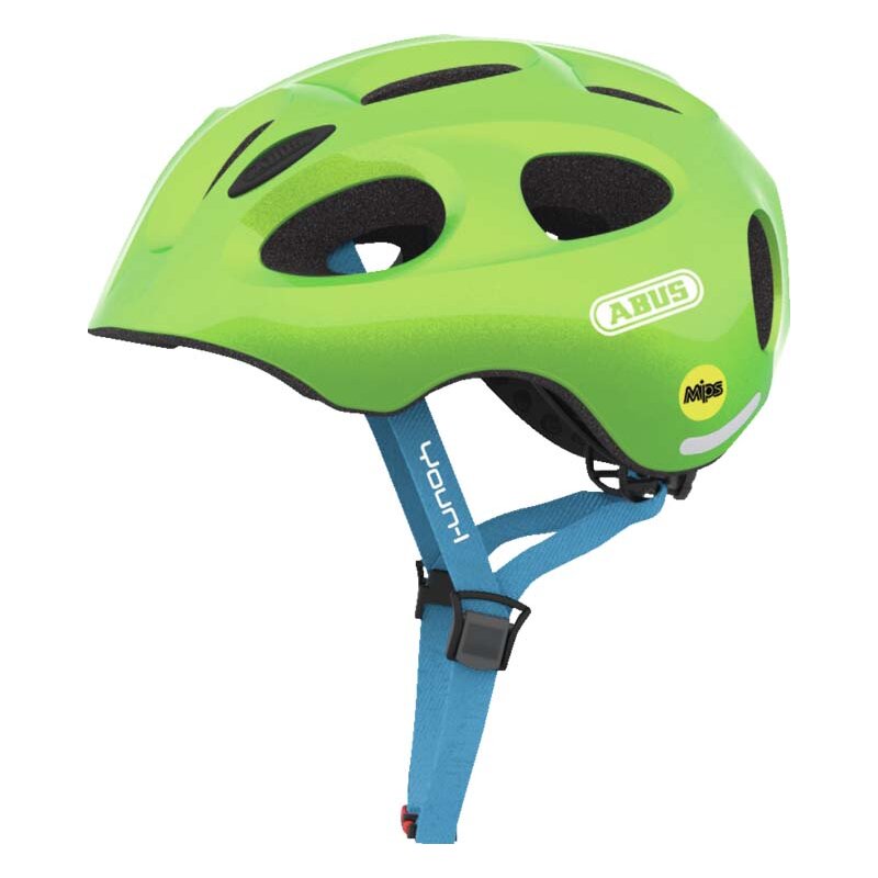 Kask rowerowy ABUS Youn-I Zielony dla Dzieci z lampką (rozmiar M) MIPS