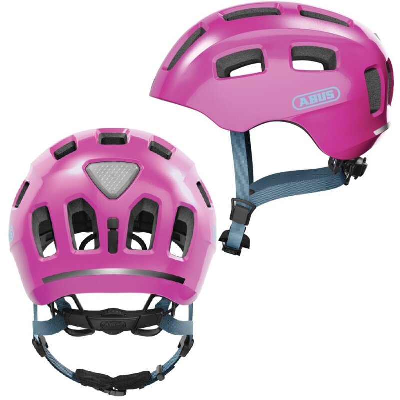 Kask rowerowy ABUS Youn-I 2.0 Różowy dla Dzieci z lampką (rozmiar M)