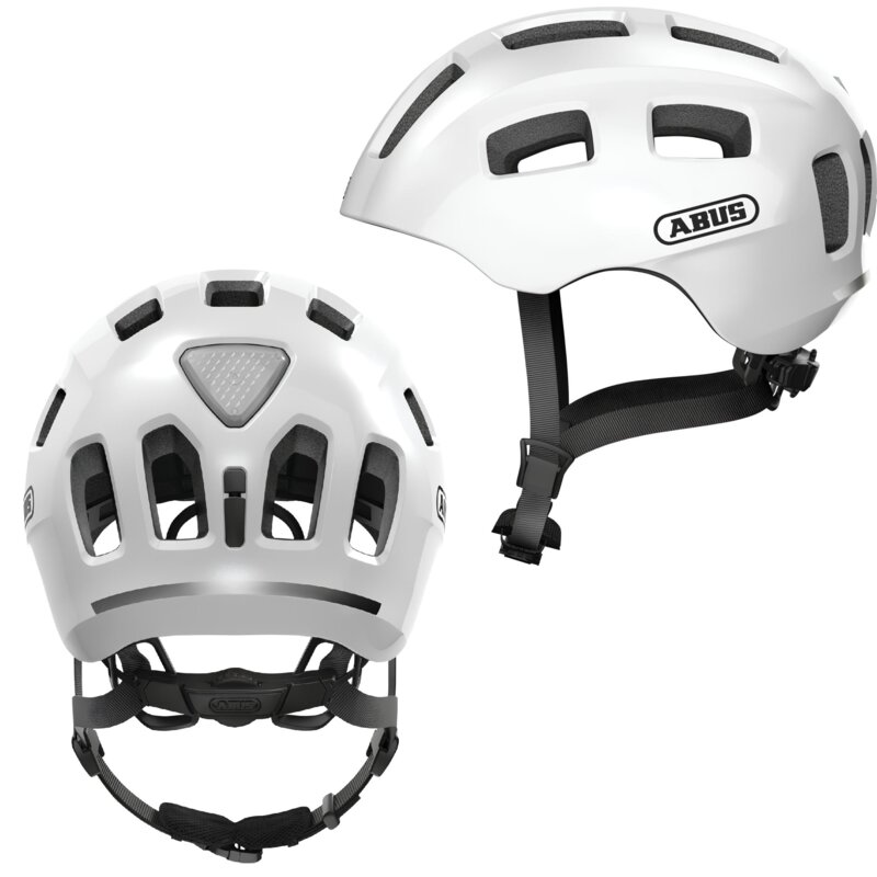 Kask rowerowy ABUS Youn-I 2.0 Biały dla Dzieci z lampką (rozmiar M, 52-57 cm)