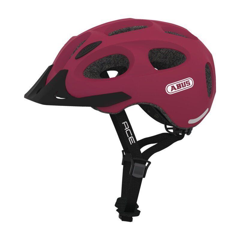 Kask rowerowy ABUS Youn-I Ace Czerwony Miejski z lampką (rozmiar M)