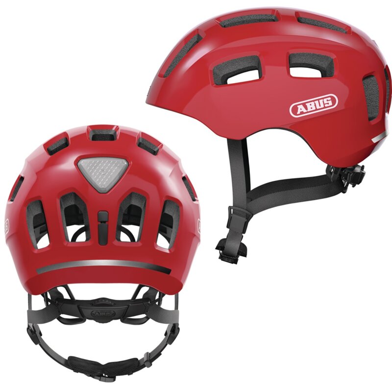Kask rowerowy ABUS Youn-I 2.0 Blaze Czerwony dla Dzieci z lampką (rozmiar S)