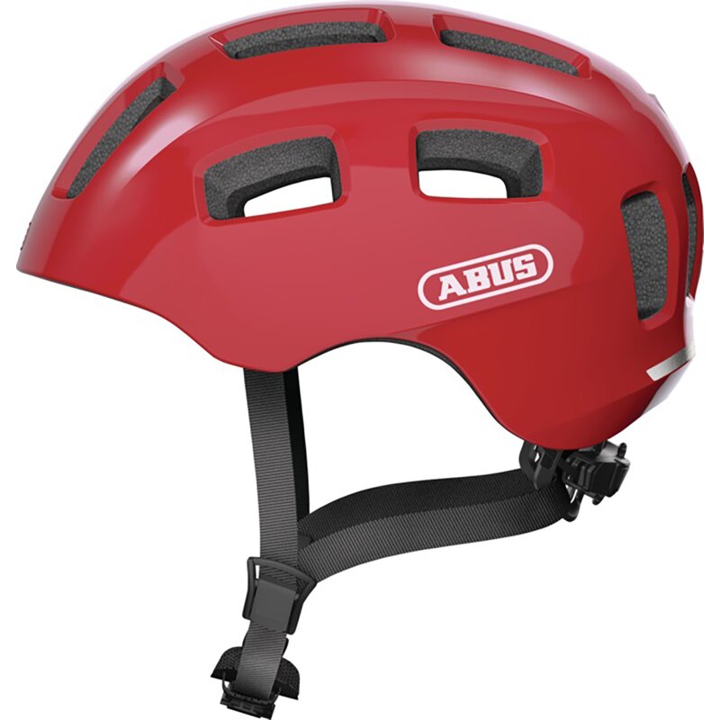Kask rowerowy ABUS Youn-I 2.0 Blaze Czerwony dla Dzieci z lampką (rozmiar M)