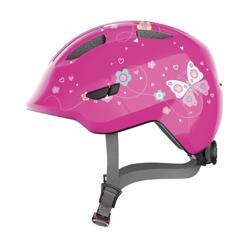 Kask rowerowy ABUS Smiley 3.0 Butterfly Ciemnoróżowy dla Dzieci (rozmiar S)