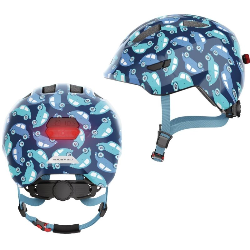 Kask rowerowy ABUS Smiley 3.0 LED Car Granatowy dla Dzieci z lampką (rozmiar M)
