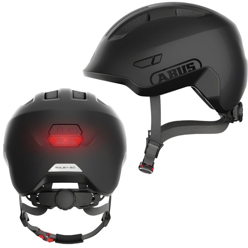 Kask rowerowy ABUS Smiley 3.0 Ace LED Velvet Czarny dla Dzieci z lampką (rozmiar S)